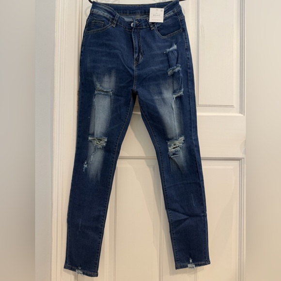 Boho Stretch Ripped Jeans - Picture 1 of 4
